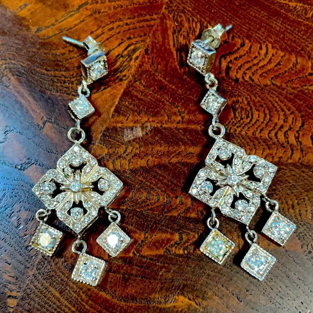 925 sterling Silver CZ chandelier earrings